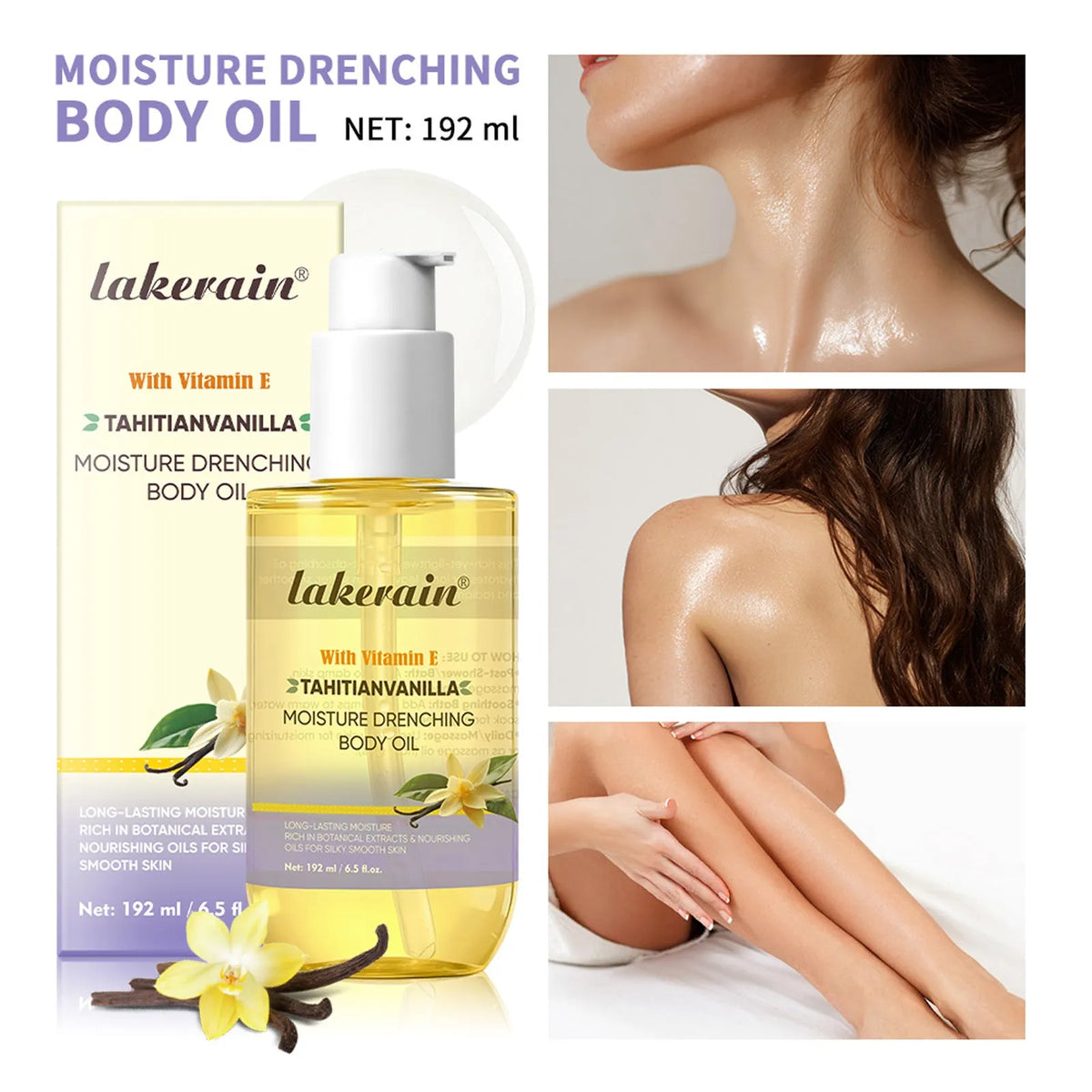 Vanilla Body Oil 192ml moisturizing nourishing soft skin oil for universal skin types