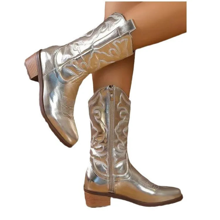 White mid-calf pointed Martin boots with tassel detail and rubber sole, sizes 36-43