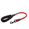 Retractable nylon dog lead with reflective lanyard in red for large breeds