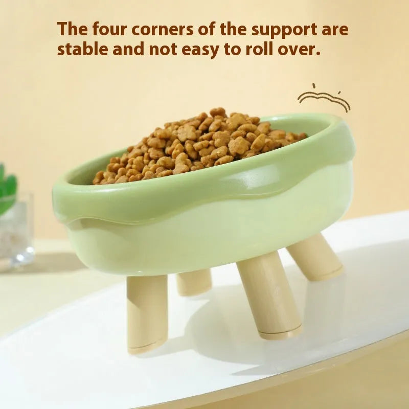 300ml PP cat bowl with four-leg base in donut green and pig nose colour options