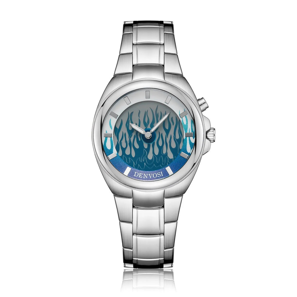 Men's digital dual display watch with 40mm dial, alloy strap, and stainless steel buckle in red or blue colour options