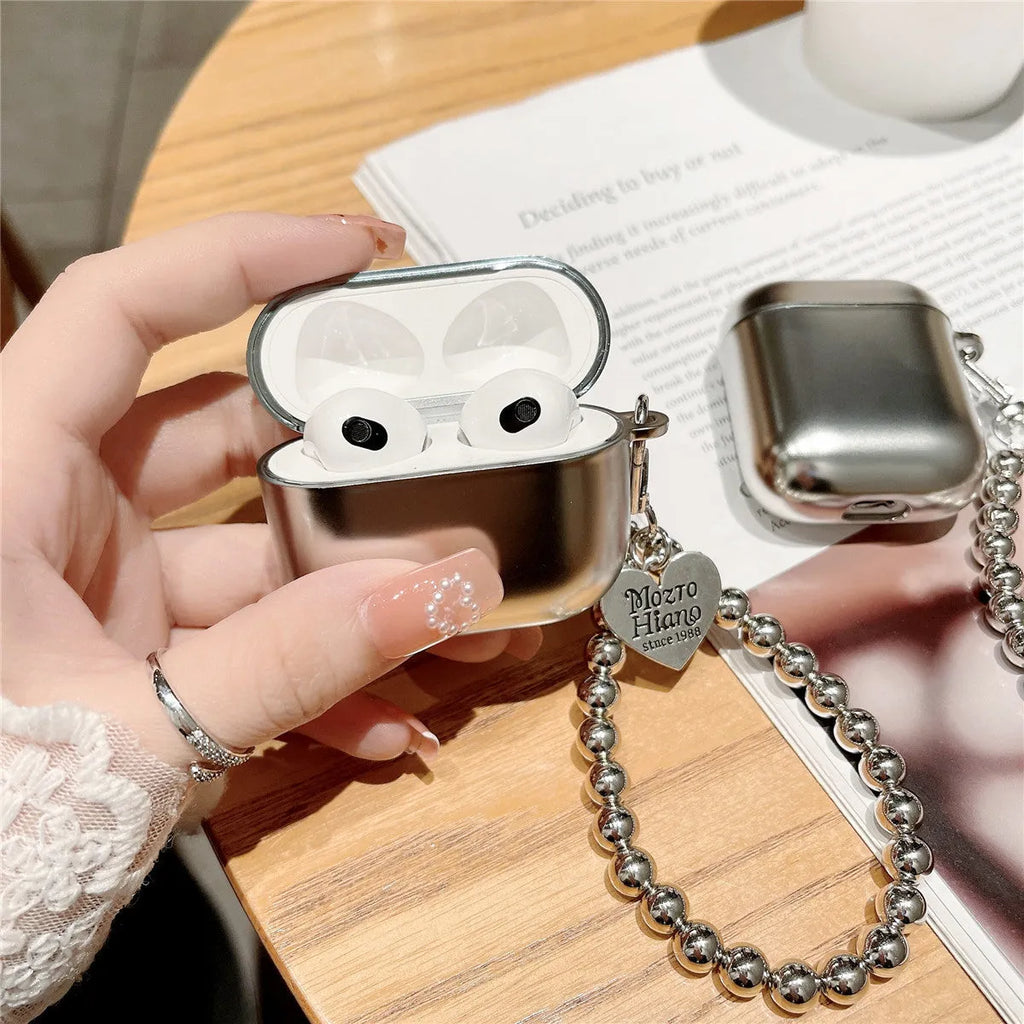 Matte plating TPU protective case for AirPods Bluetooth headphones on a white background.