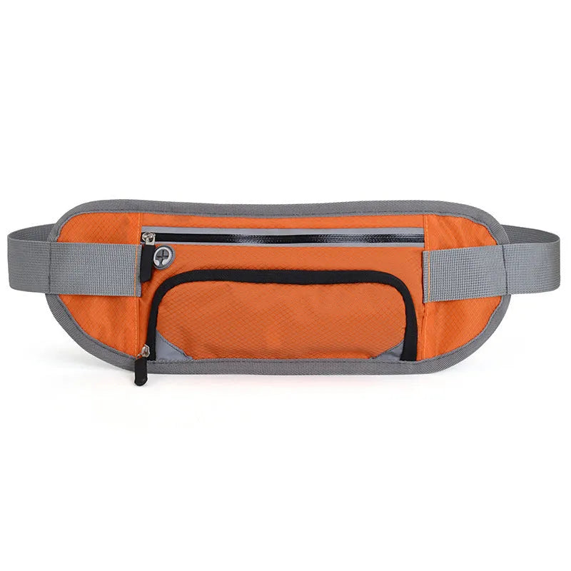Black multifunctional running waist bag sports belt with water bottle pocket and adjustable nylon strap