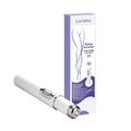 White leg care pen with black end cap, ABS construction, pen-style design for targeted muscle relief