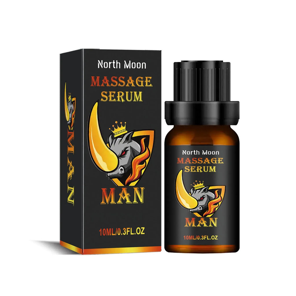 10ml bottle of men's massage essential oil with ginger root and jojoba oil
