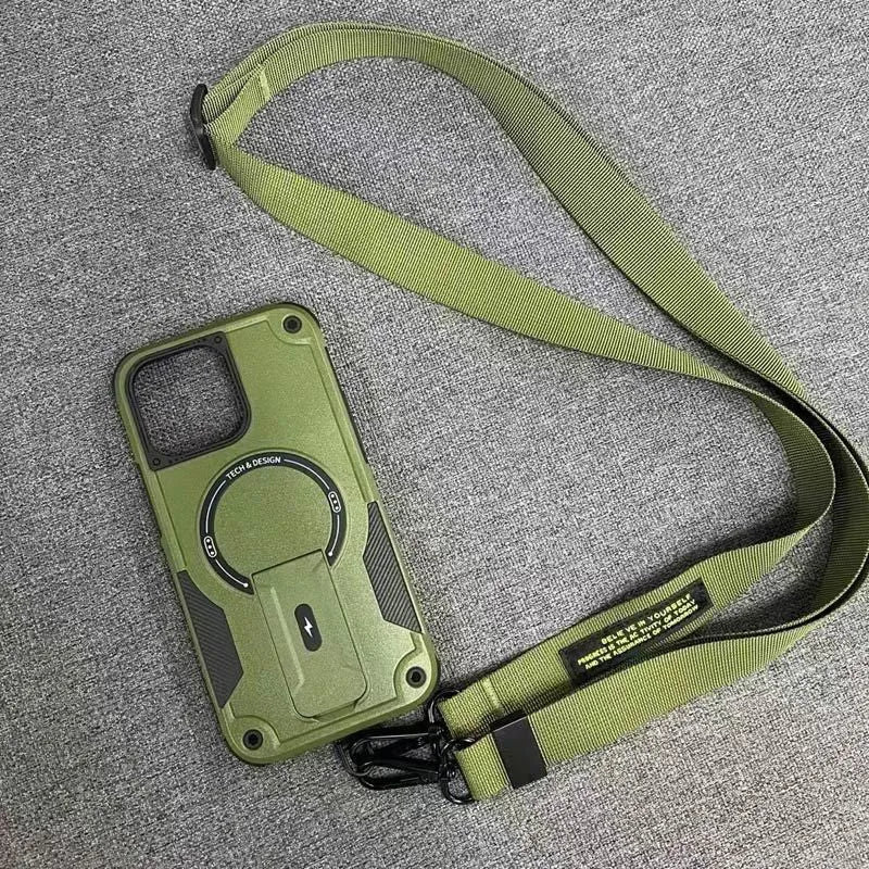 Magnetic invisible bracket phone case in Titan Gray for iPhone 15 Pro Max with frosted finish