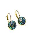 Handmade mother-of-pearl earrings with Chinese character Fu, Chanel style, clip-on design for women