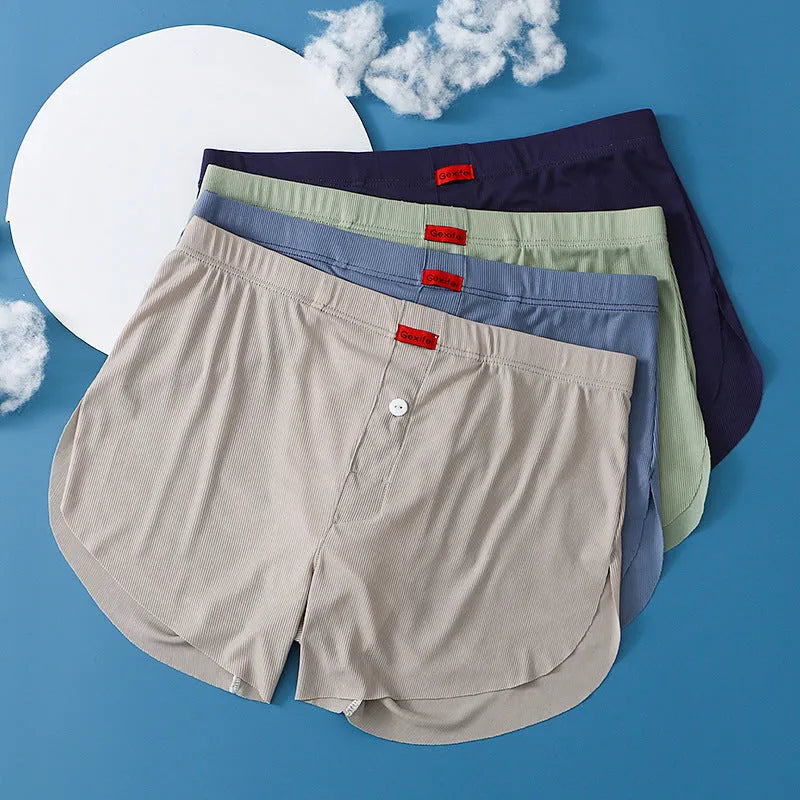 Men's ice silk breathable seamless athletic shorts in green, loose fit, mid waist polyester underwear