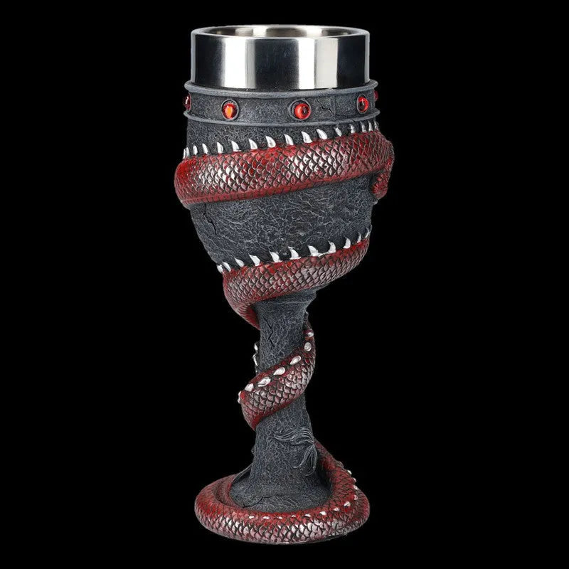 Chinese dragon design 3D stereo stainless steel red wine glass with retro styling