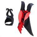 Red Halloween devil cloak and matching pointed hat for a small dog on a white background.