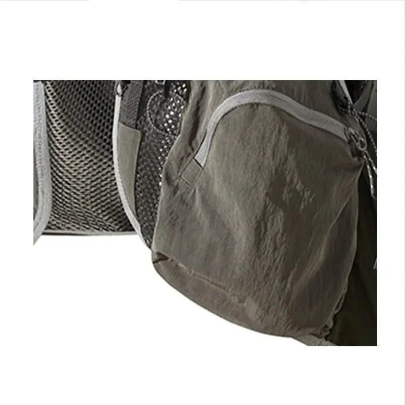 Men's gray green functional pocket cotton vest, lightweight loose fit waistcoat with front pockets
