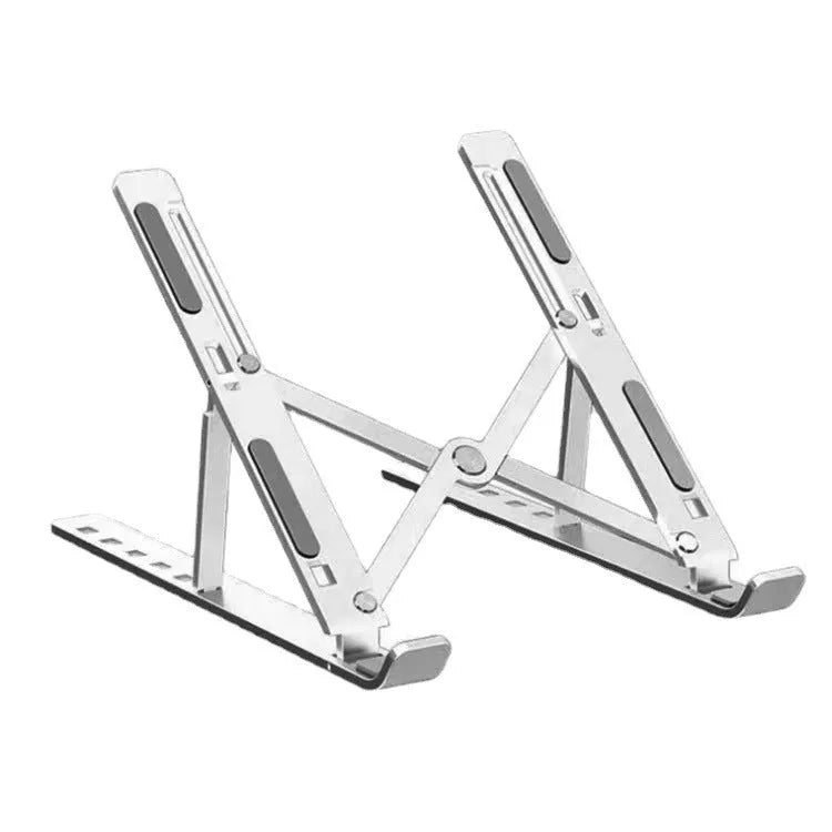Silver aluminium laptop stand with folding legs for 16-18 inch notebooks
