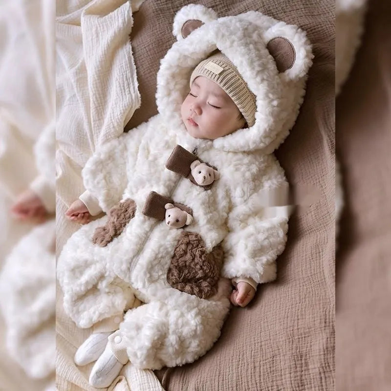 Fleece lined padded rompers coat for babies with zipper closure, long sleeves, colour pf296