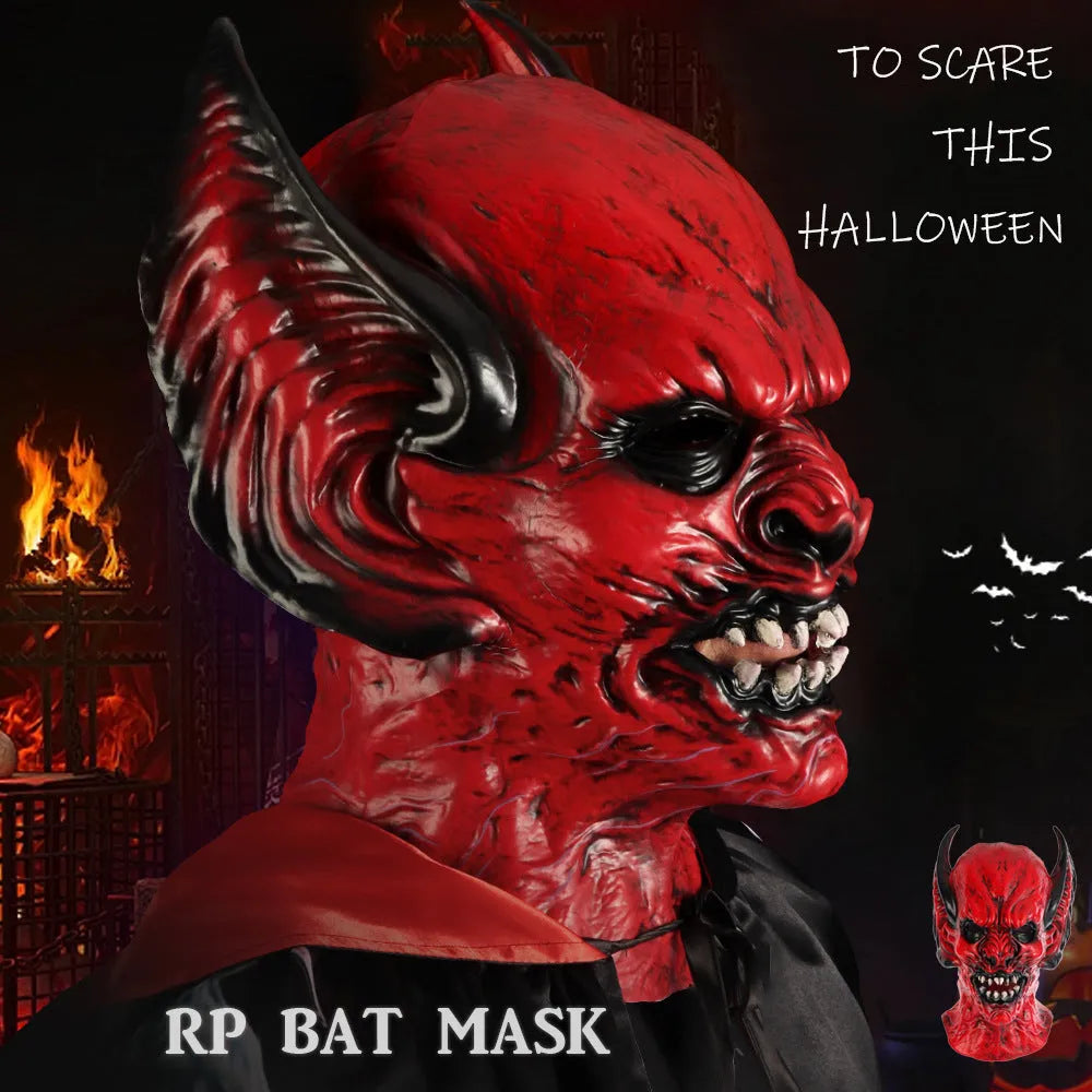 Red bat head cover Halloween mask made from RP foam for adult horror costume dress up