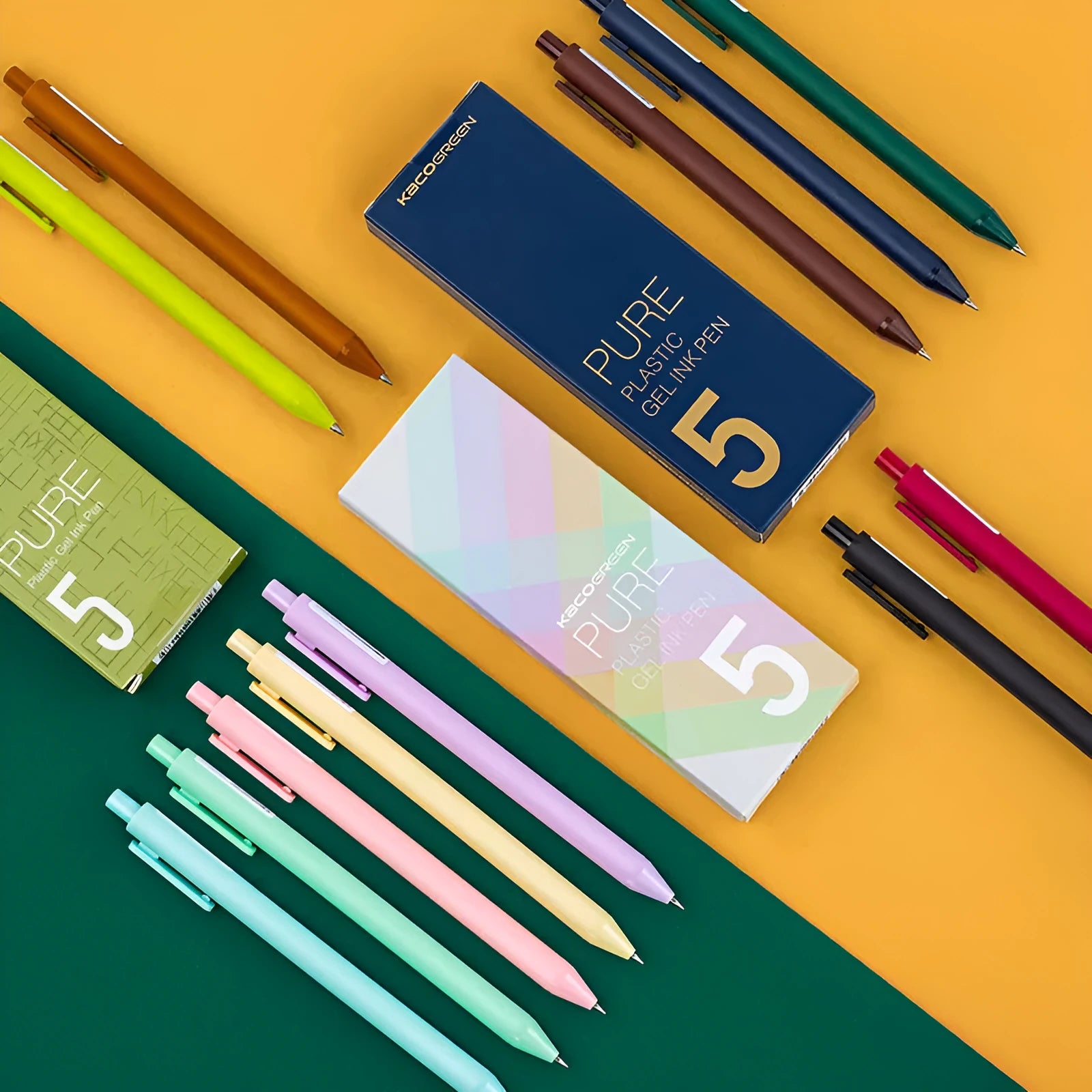 Candy color gel pen set of 5, 0.5mm fine tip, plastic body, Morandi colour style
