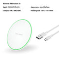 Ultra-thin round wireless charger in white with Type-C port, 15W fast charging desktop pad