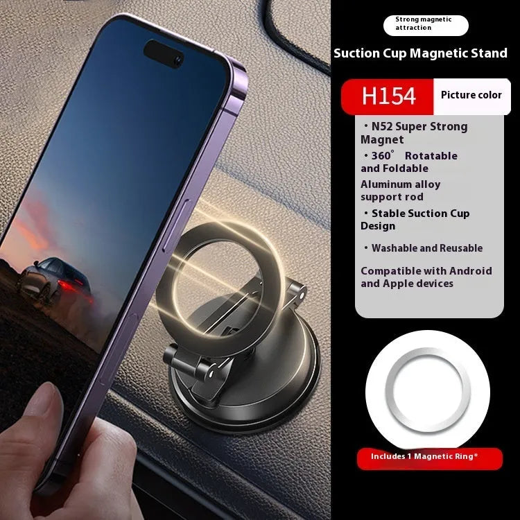 H154 black car magnetic phone holder with suction cup mount for windscreen or dashboard