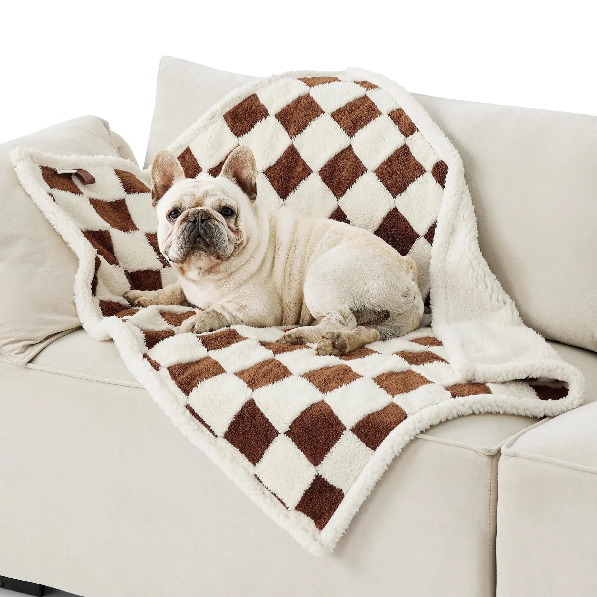 Shu Cotton thickened waterproof pet blanket for dogs in plaid pattern