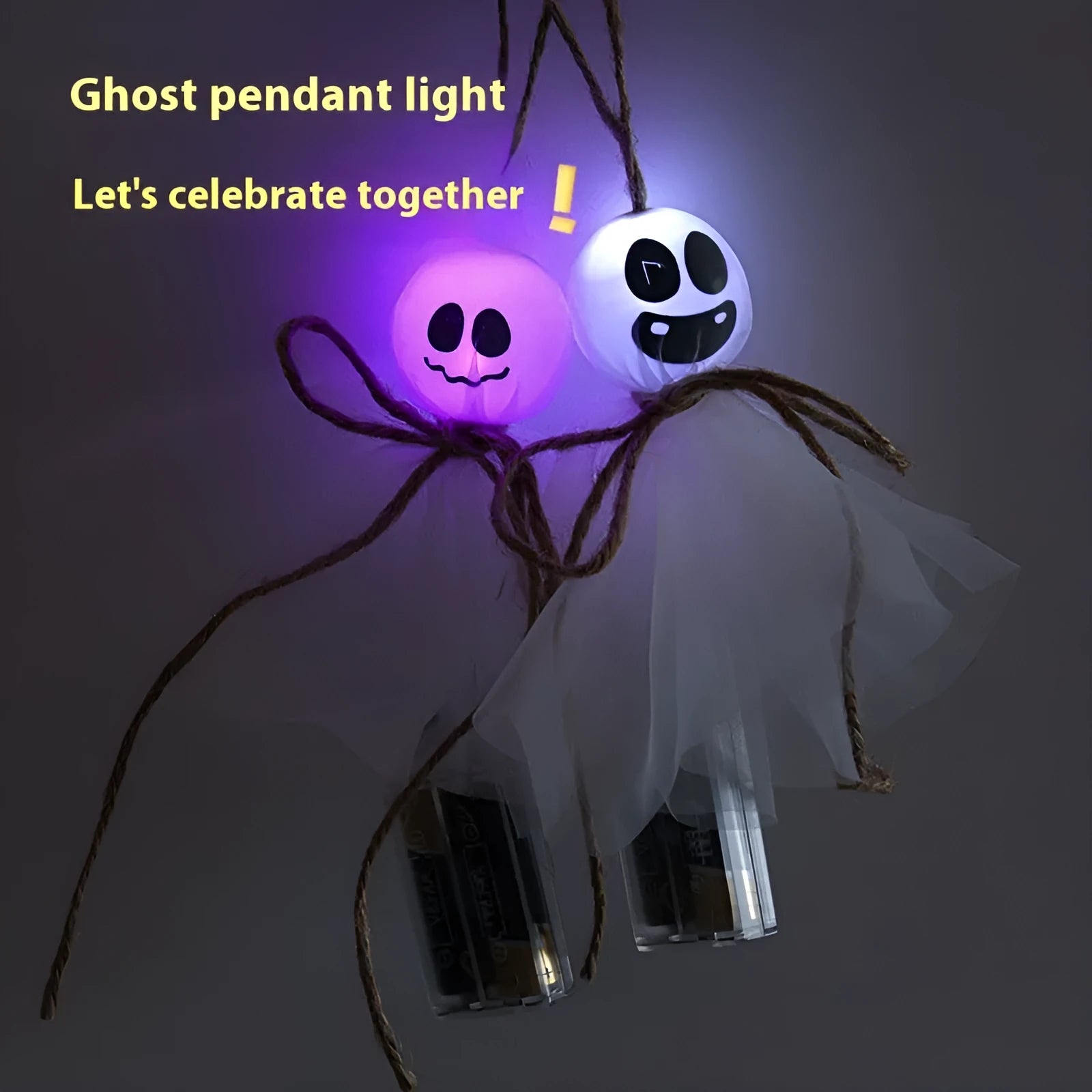 Halloween ghost LED lighting chain with 20 colourful lights and battery box