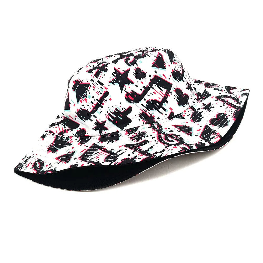 Musical note pattern bucket hat in Note colour, polyester, dome crown, size M 56-58cm