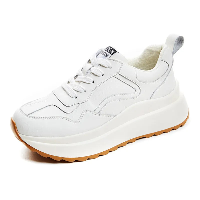 Women's beige cattlehide leather casual sports shoes with cross strap detail and low-top design