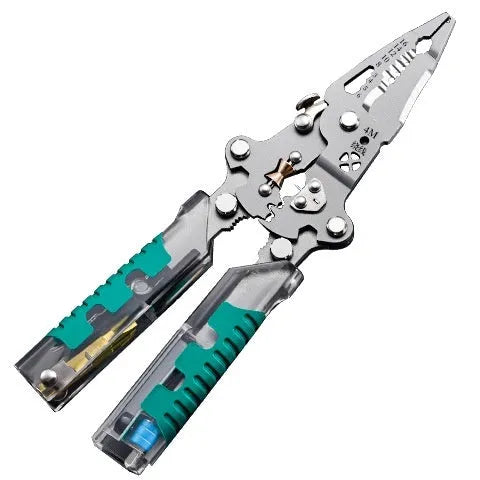 8.8-inch thickened multi-functional electricians' pointed pliers with integrated wire stripper and rust-proof construction
