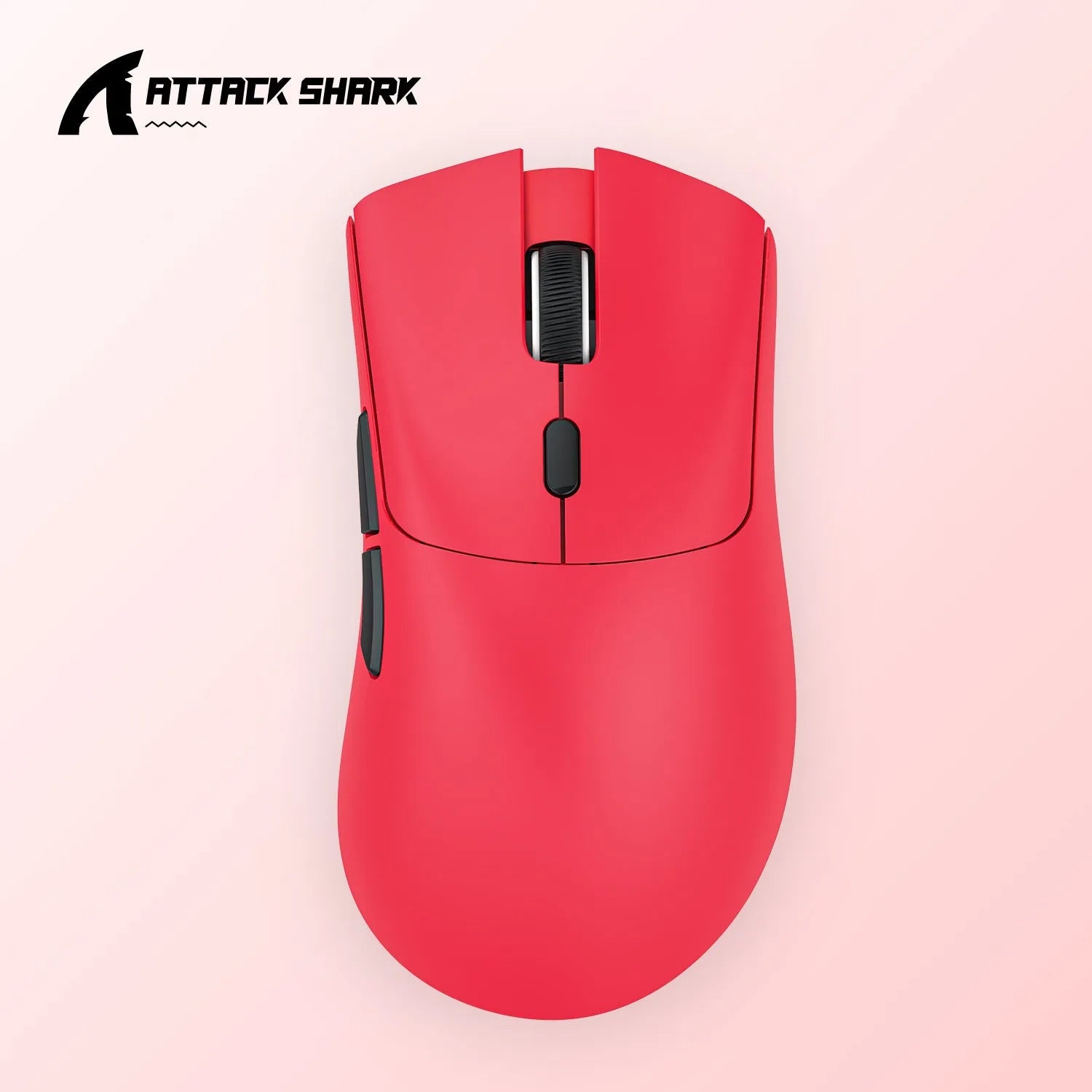 Attack Shark wireless Bluetooth gaming mouse in black, red or white colours showing compact design
