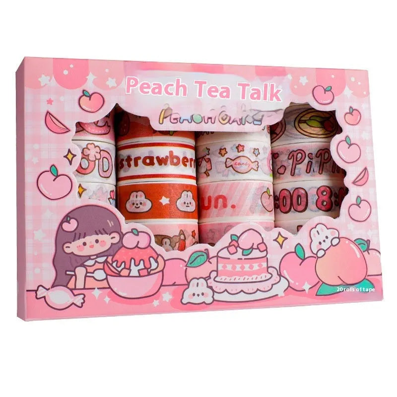 Cartoon journal sticker and adhesive paper tape film set with Cute Manor design on white background