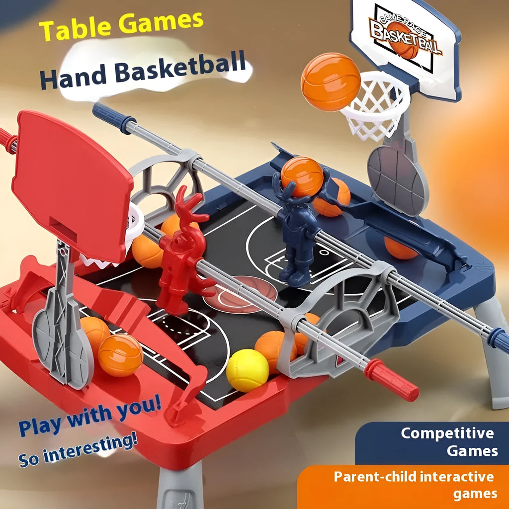 Children's toy hand-cranked basketball shot counter with plastic shooting machine and hoop