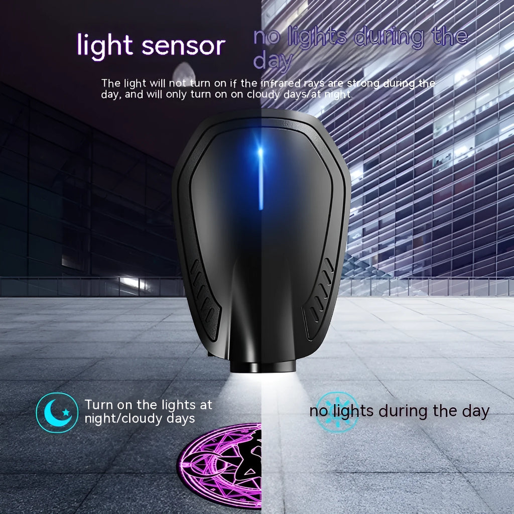 F2 car atmosphere light laser projector in bright black finish with ABS housing