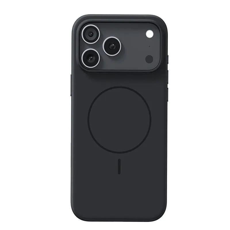 Frosted magnetic protective phone case for iPhone 17 series in matte finish showing camera button protection