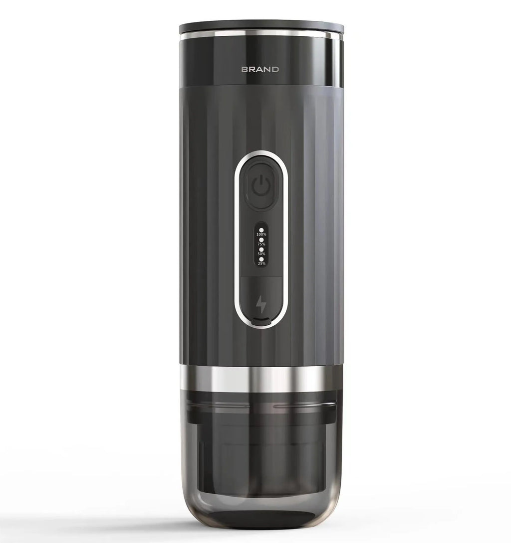 Black portable K-Cup coffee machine for vehicle use and outdoor camping