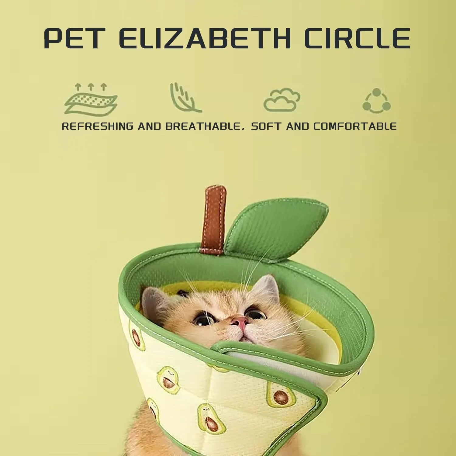 Soft grey EPE foam cat cone collar with white adjustable strap fastened around a cat's neck.