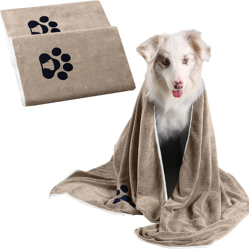 Brown ultra-fine fiber pet towel for dogs, water absorbing and quick drying, 35x75cm