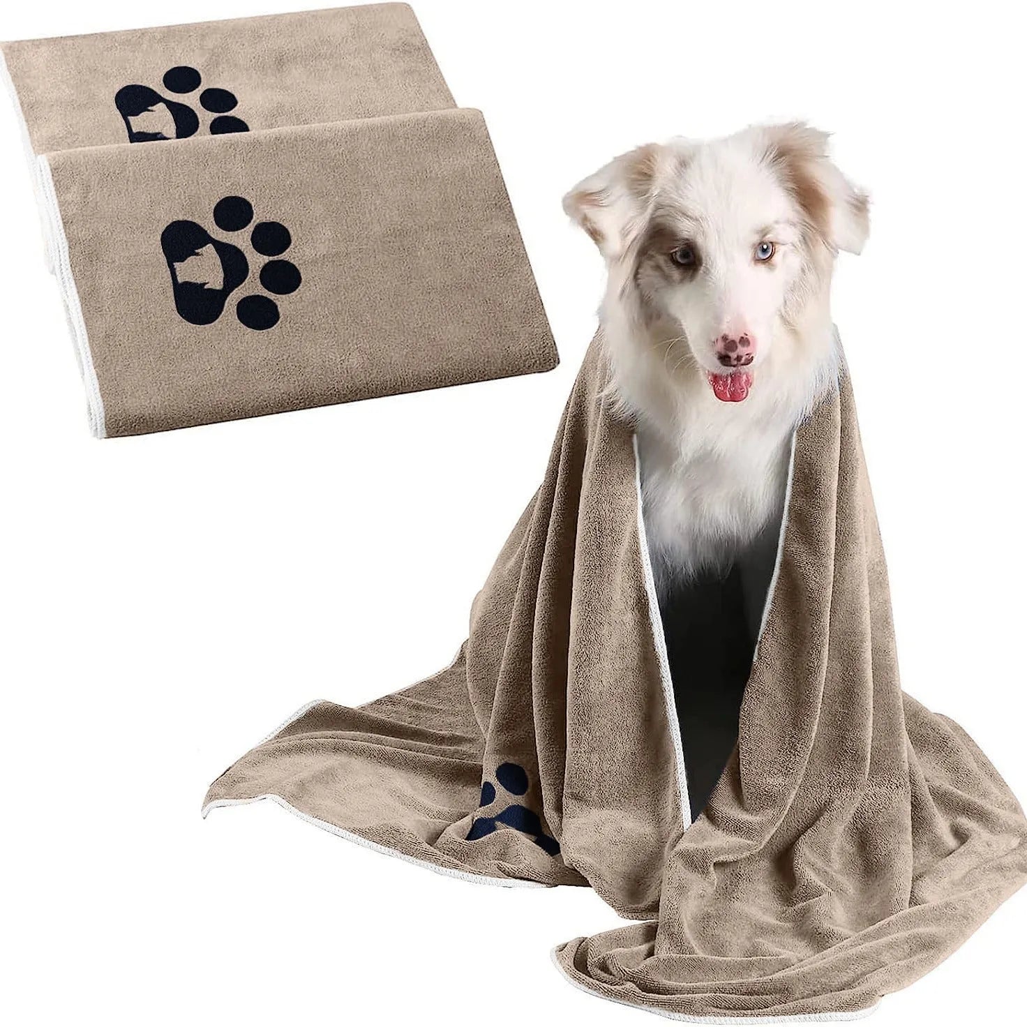 Brown ultra-fine fiber pet towel for dogs, water absorbing and quick drying, 35x75cm
