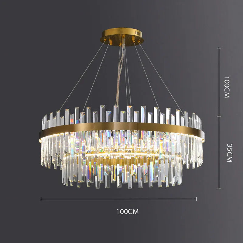 Stainless steel crystal chandelier with adjustable height for atmospheric restaurant and bedroom lighting