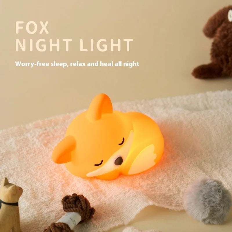 Fox-shaped USB rechargeable small night lamp with two-gear brightness and 1200mAh battery in colour box packaging