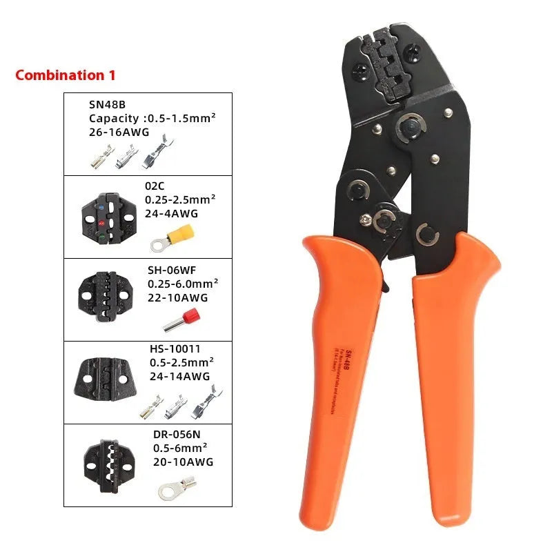 SN-48B portable multi-wrench jaw terminal crimping pliers combination suit with high carbon steel construction.