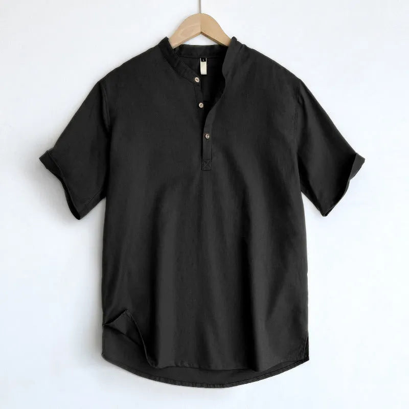Men's lightweight linen blend t-shirt in solid colour with short sleeves for summer wear
