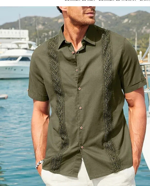 Plus size men's digital flower print short sleeve shirt in polyester, cardigan style, regular fit, summer casual