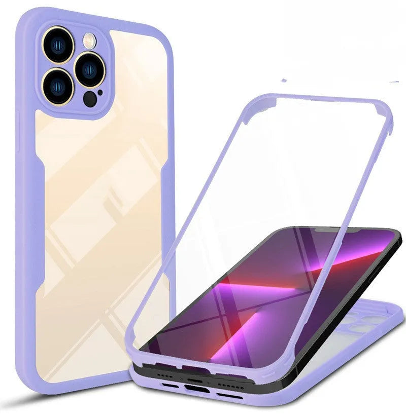Flexible black TPU protective case for iPhone showing front and back coverage.