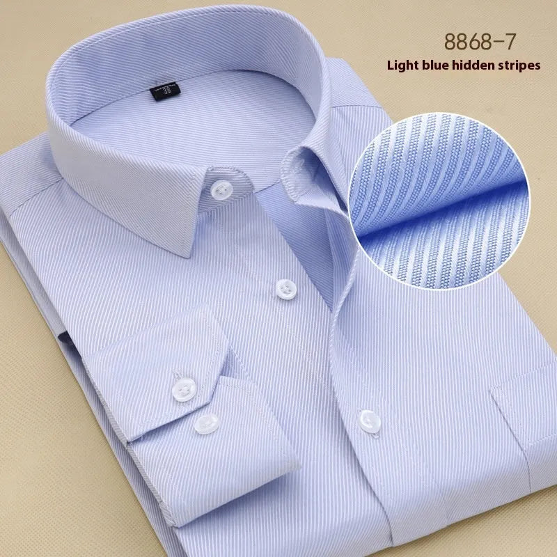 Men's slim fit cotton business shirt in solid colour with long sleeves and regular cut