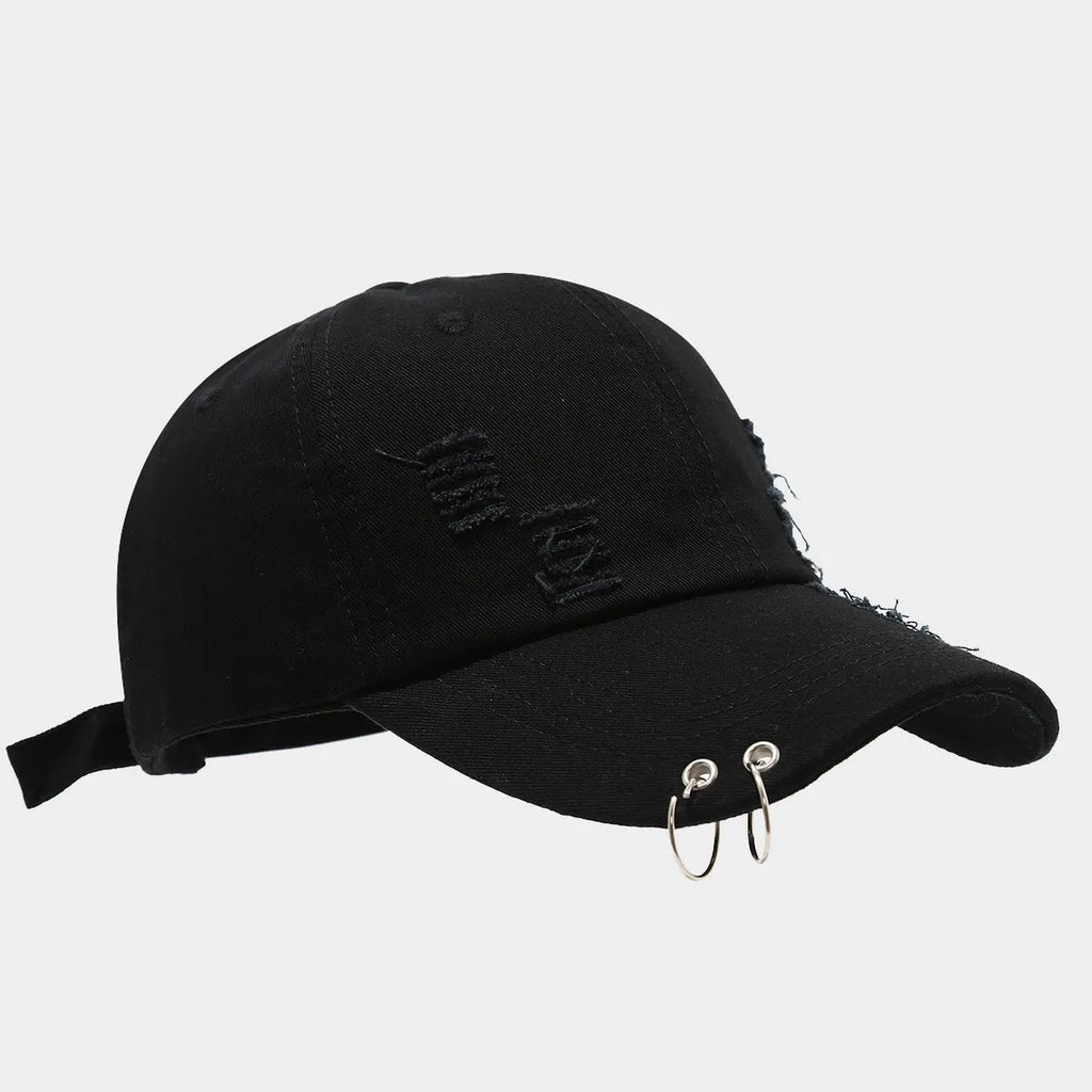 Men's denim peaked cap dome crown adjustable sunshade hat black white light blue jeans street hip hop style