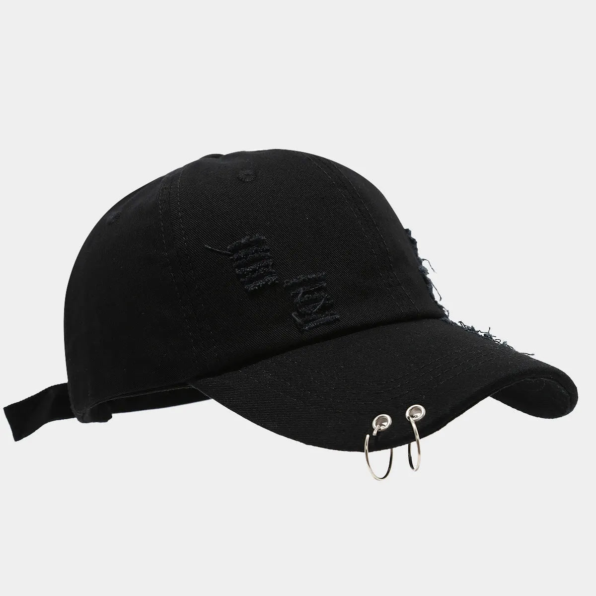 Men's denim peaked cap dome crown adjustable sunshade hat black white light blue jeans street hip hop style