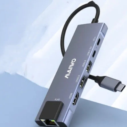Aluminium Steam Deck docking station with six ports including HDMI, Ethernet, and USB 3.0, shown with a 15cm cable.