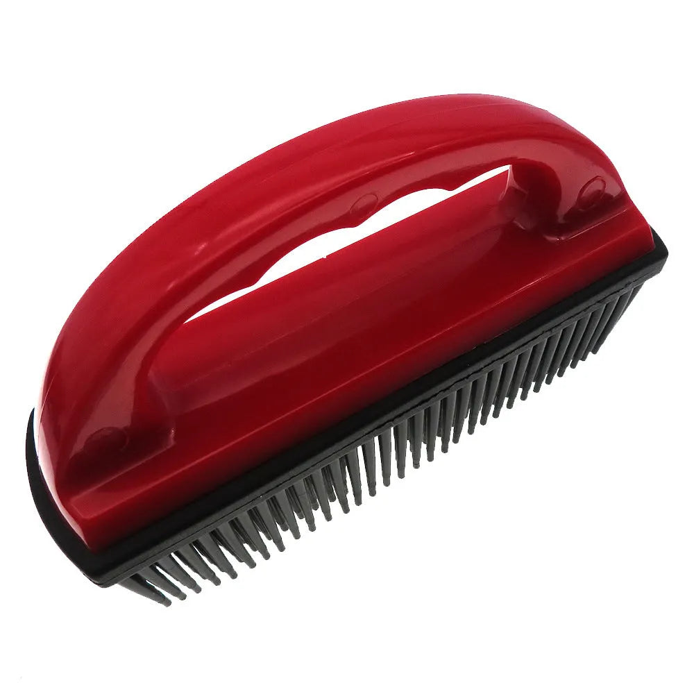 Red pet grooming and carpet cleaning brush measuring 160mm by 85mm for hair removal