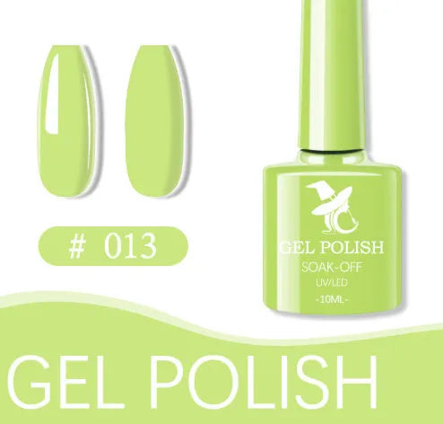 48 colour UV phototherapy plastic gel nail polish set with 7ml bottles in various finishes including glitter and nude shades