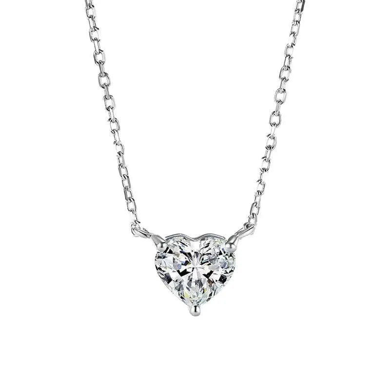 Women's silver colour heart pendant necklace on copper base with simple chain