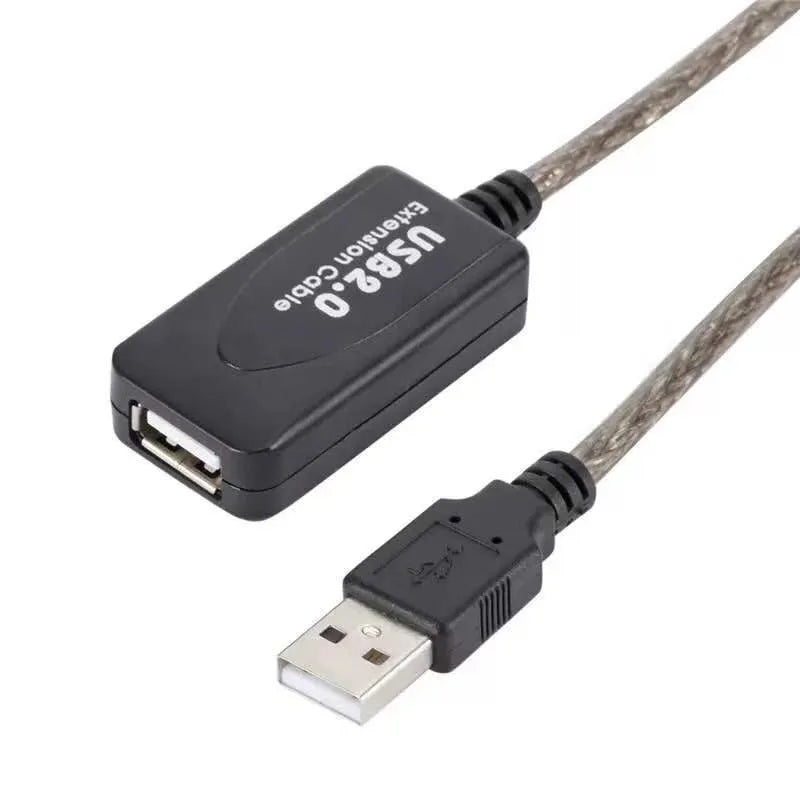 USB high speed data cable with chip 5m transparent black copper wire extension male to female