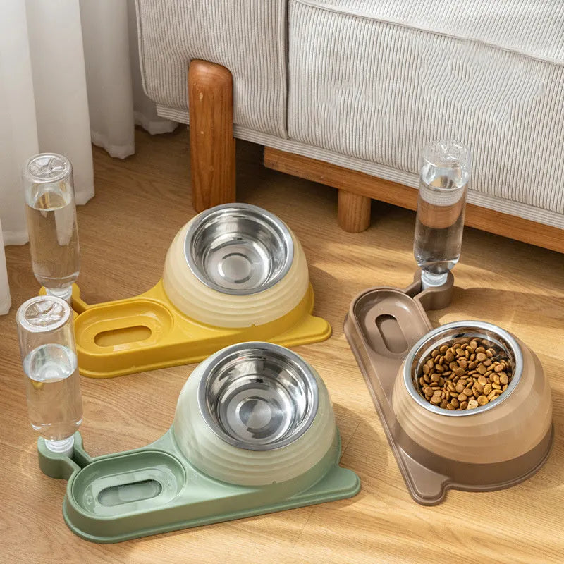 Automatic water dispenser cat bowl with elevated ceramic feeder in three colour options